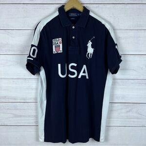 Polo Ralph Lauren Men’s USA #10 Big Pony Flag Cotton Shirt XL Custom Fit